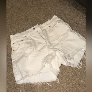 White Women's Distressed Denim Shorts